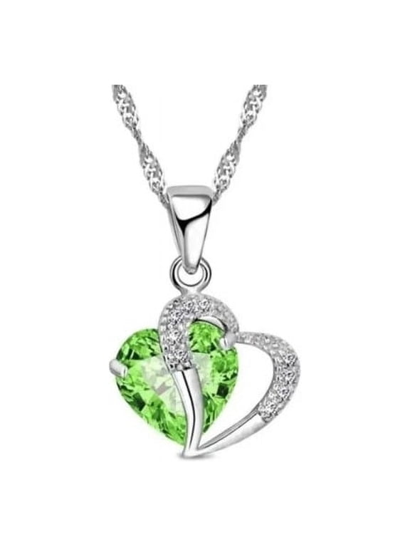 Peridot Green Heart Crystal Necklace