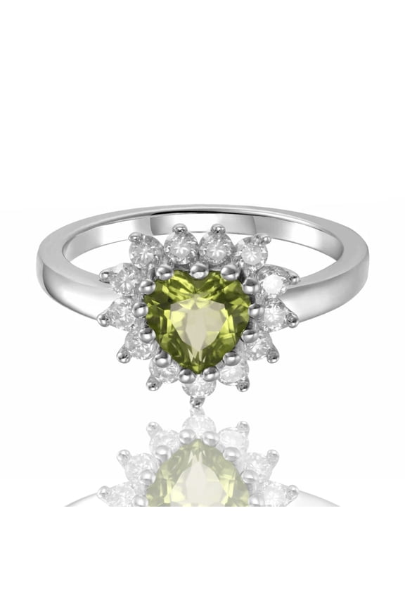 Peridot Halo Heart Ring