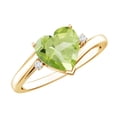 thumbnail image 1 of Rosec Jewels Natural Peridot Heart Engagement Ring 2 Carat (8 mm, AAA Grade) - Womens Peridot Diamond Ring with Bypass Shank, 10K Yellow Gold, US 11.00, 1 of 8