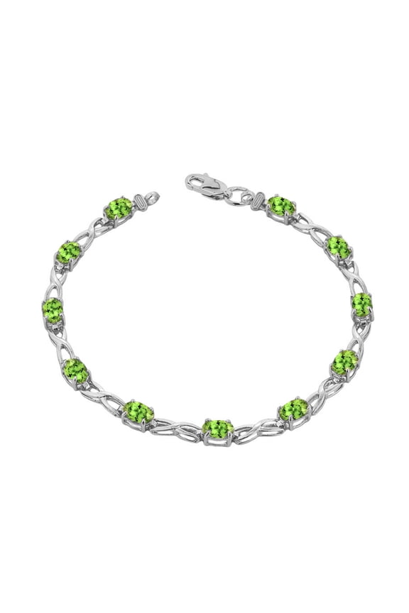 Peridot Infinity Bracelet In White Gold