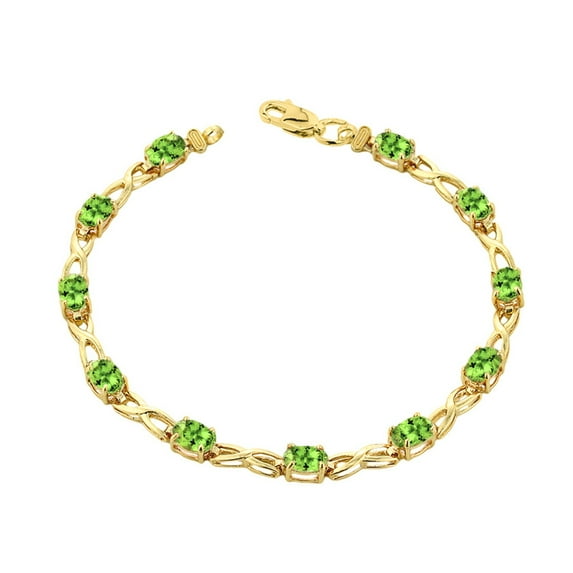 Peridot Infinity Bracelet In Yellow Gold