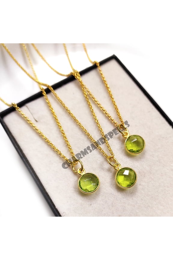 Peridot Necklace, 14k Gold Plated Necklace, August Birthstone Pendant, Minimalist Green Gemstone Necklace, Gift for Women, Peridot Necklace
