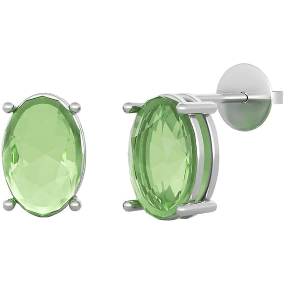 Peridot Olivine 925 Sterling Silver Stud Pierced Earrings For Women,Birthstone Stud Drop Earrings,Green