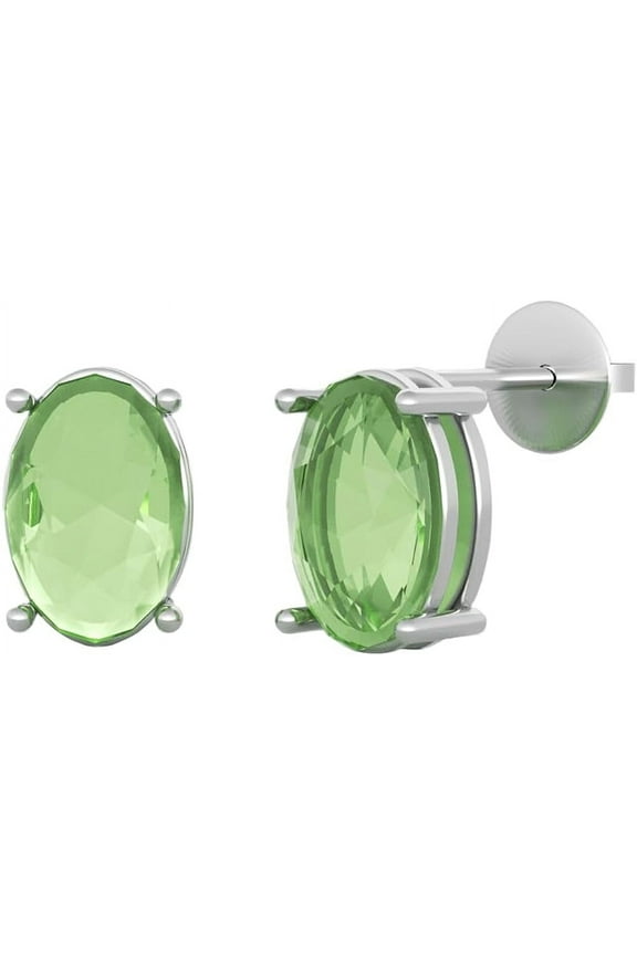 Peridot Olivine 925 Sterling Silver Stud Pierced Earrings For Women,Birthstone Stud Drop Earrings
