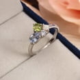 thumbnail image 1 of Peridot Opal Cluster Engagement Ring Personalized Multi-stone Aquamarine Moissanite Wedding Ring Birthstone Family Ring Art Deco Anniversary, 1 of 2