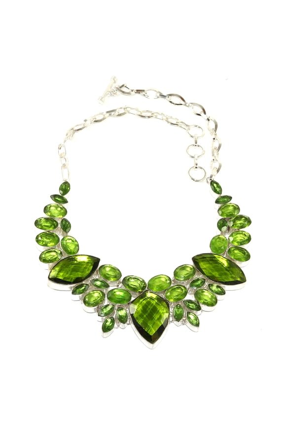 Peridot Quartz Gemstone Ethnic Style Jewelry Necklace 16-18''