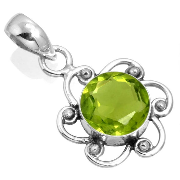 Peridot Quartz Pendant 925 Sterling Silver Handmade Jewelry