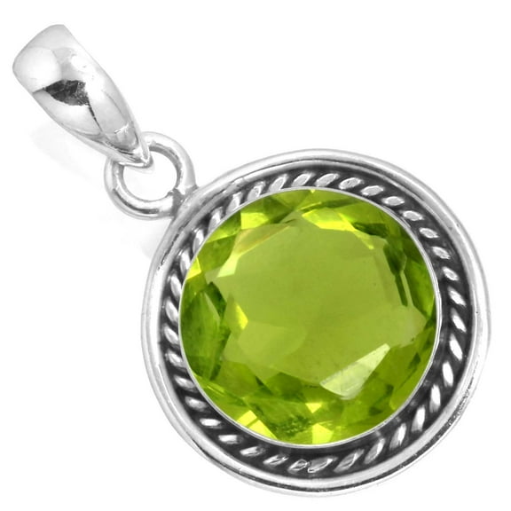 Peridot Quartz Pendant 925 Sterling Silver Handmade Jewelry