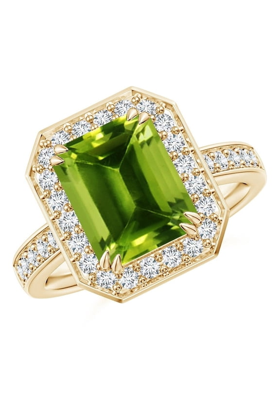 Cushion Cut Green Peridot Quartz Gemstone Ring 5 ct. t.w. 925, Sterling Silver, Rose Gold, 22K Yellow Gold Fill