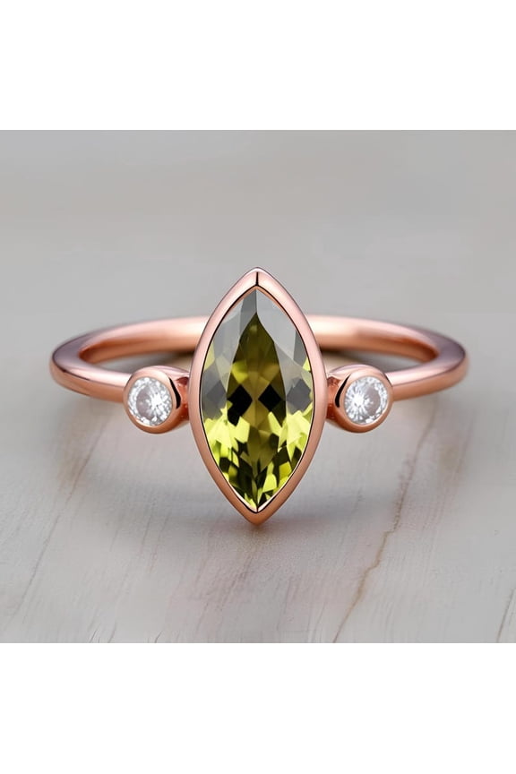 Peridot Ring - August Birthstone Jewelry - Statement Ring - Engagement Ring - Rectangle Ring - Cocktail Ring - Prong Ring