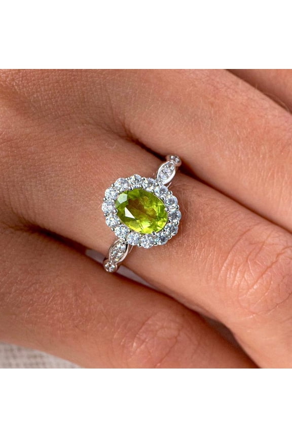 Peridot Ring - August Birthstone Jewelry - Statement Ring - Engagement Ring - Rectangle Ring - Cocktail Ring - Prong Ring