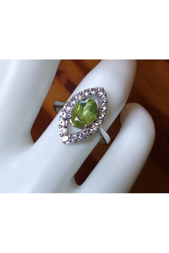 Peridot Ring - August Birthstone Jewelry - Statement Ring - Engagement Ring - Rectangle Ring - Cocktail Ring - Prong Ring