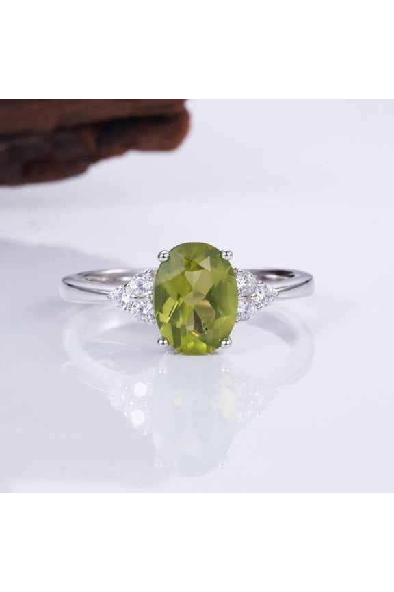 Peridot Ring - August Birthstone Jewelry - Statement Ring - Engagement Ring - Rectangle Ring - Cocktail Ring - Prong Ring