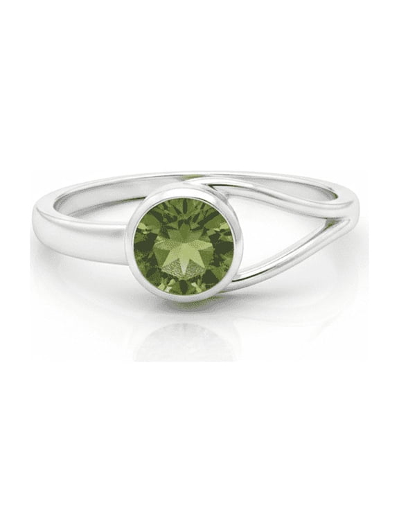 Band Peridot Ring 925 Sterling and 18k, Sterling Silver