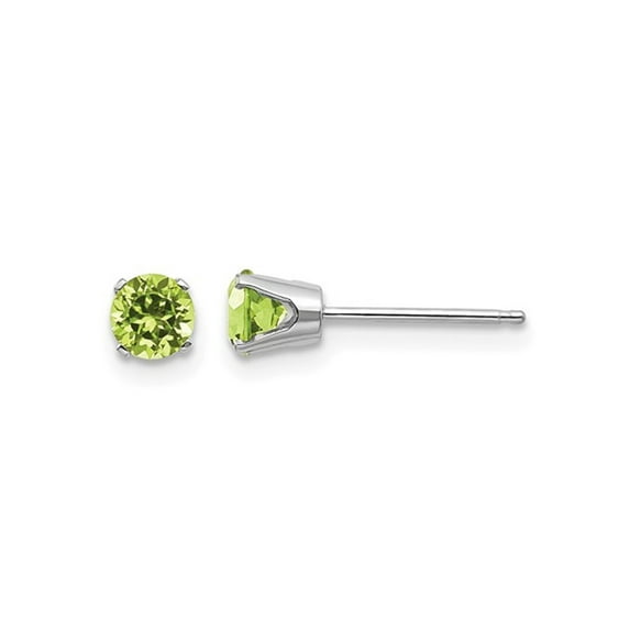 Gem & Harmony Peridot Solitaire Earrings 3/5 Carat (Ctw) in 14K White Gold for Women