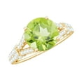 thumbnail image 1 of Rosec Jewels Natural Peridot Engagement Ring 2 Carat - 8 mm - AAA Grade - Split Shank Ring for Women - With Jewelry Box, 10K Yellow Gold, US 5.00, 1 of 8