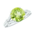 thumbnail image 1 of Rosec Jewels Natural Peridot Engagement Ring 2 Carat - 8 mm - AAA Grade - Split Shank Ring for Women - With Jewelry Box, 14K White Gold, US 7.00, 1 of 8