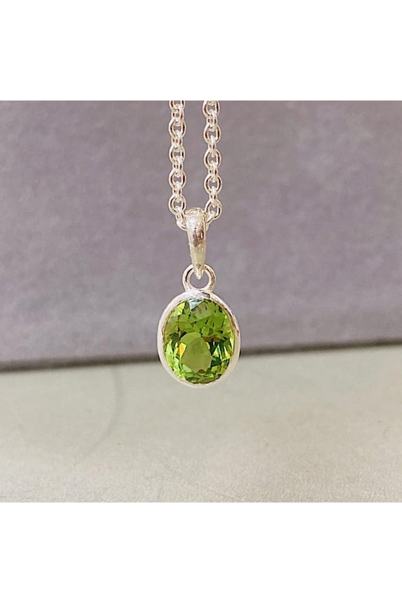 Peridot Sterling Silver Pendant Necklace: August Birthstone Jewelry Trending Gift Jewelry Halloween Gift Birthstone Gift