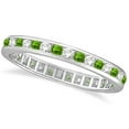thumbnail image 1 of Peridot and Diamond Channel-Set Eternity Ring 14k White Gold (1.04ct), 1 of 2