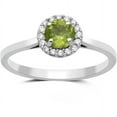 thumbnail image 1 of Peridot and White CZ Sterling Silver Cushion-Framed Ring, 1 of 1