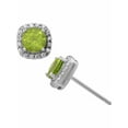 thumbnail image 1 of Peridot and White CZ Sterling Silver Round Halo 5mm Stud Earrings, 1 of 1