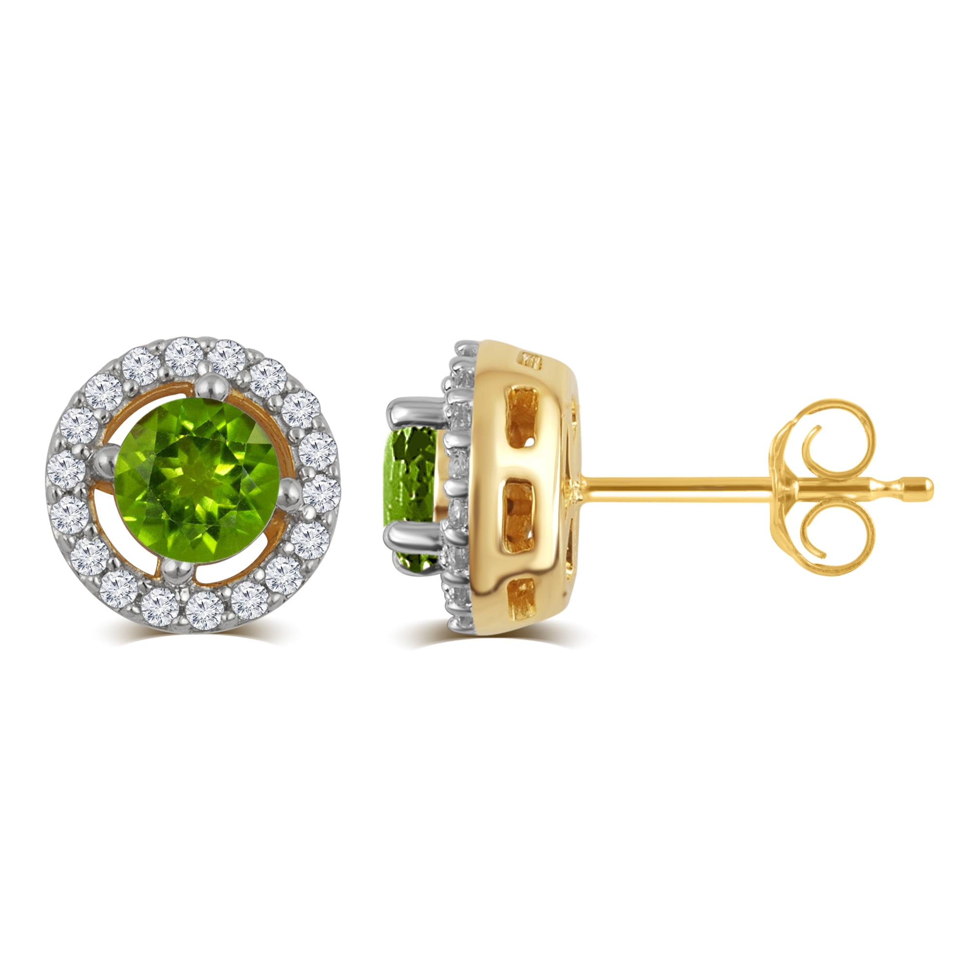 Peridot and White Sapphire Birthstone Earring in Sterling Silver