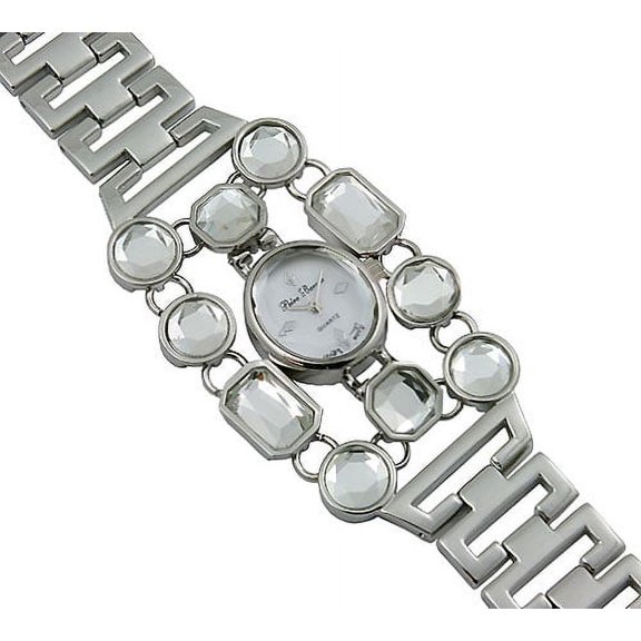 Perie Bernie Women's 0.8 in Fashion Stainless Steel Fold Over Wristwatch, Clear, WT-L80533CL