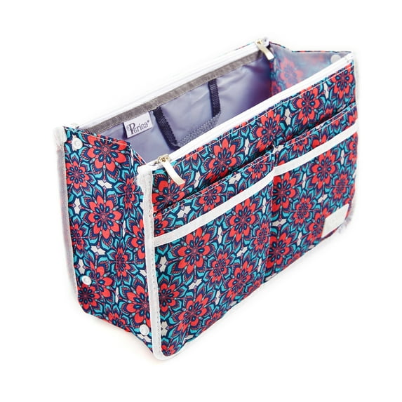 Periea Chelsy Purse Organizer - Handbag, Tote, Bag Organizer Insert - 13 Pockets, 3 Sizes, 39 Colors (Floral Retro, Large)