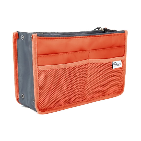 Periea Chelsy Purse Organizer - Handbag, Tote, Bag Organizer Insert - 13 Pockets, 3 Sizes, 39 Colors (Orange, Large)