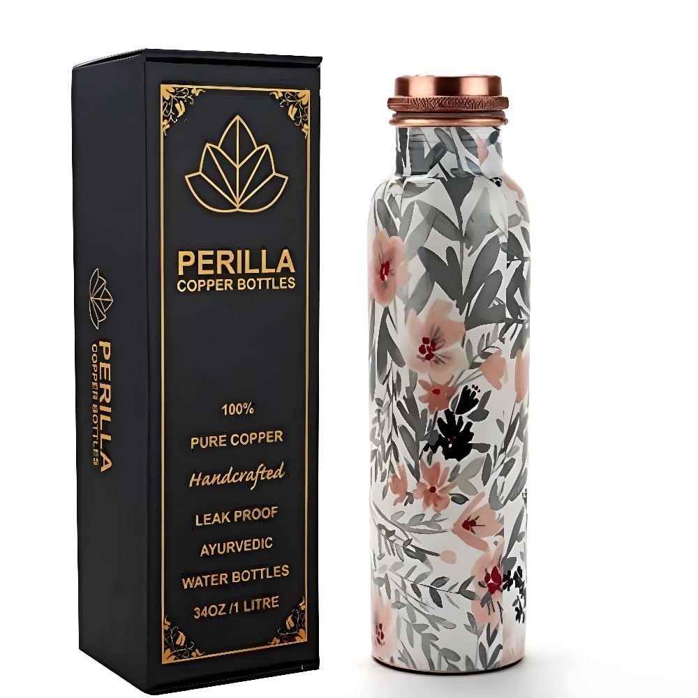 SG HOMEPRO Copper Water Bottle - 34 Oz, Ayurvedic Benefits, Leak Proof Lid