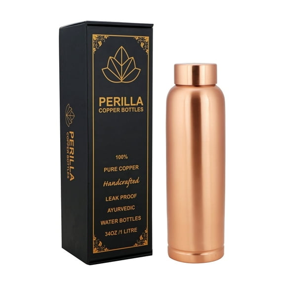 Perilla Home 100% Plain (1 Litre ) Pure Copper Bottle With Leak Proof Contains Ayurveda Health Benefits For Drinking Water For Men Women Gym Yoga |Travelling | Hiking | Indoor | Outdoor | Office |