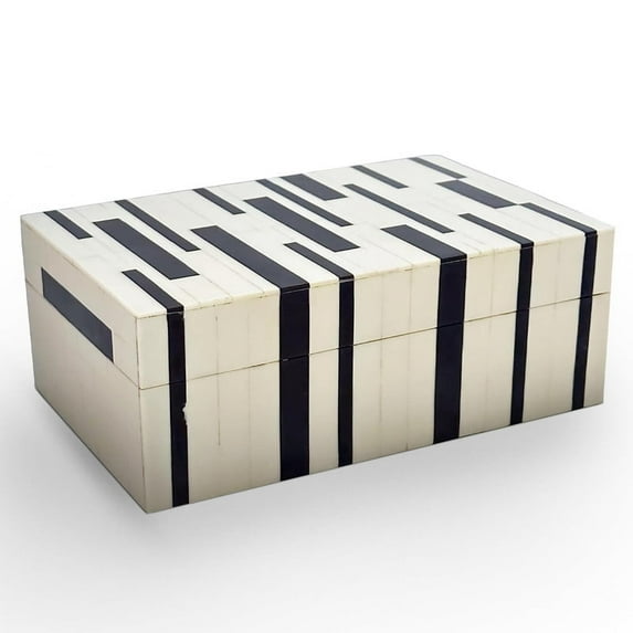 Perilla Home Home Decor Decorative Storage Wooden Boxes Ikigai Keepsake Box Gifts For All Black and off white