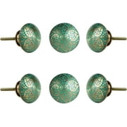 Perilla Home Set of 6 Bologna Knobs Decorative Chrome Knobs for Room Kitchen Cabinet Hardware Cupboard Door Knobs Dresser Wardrobe and Drawer Pulls (Sea Green)