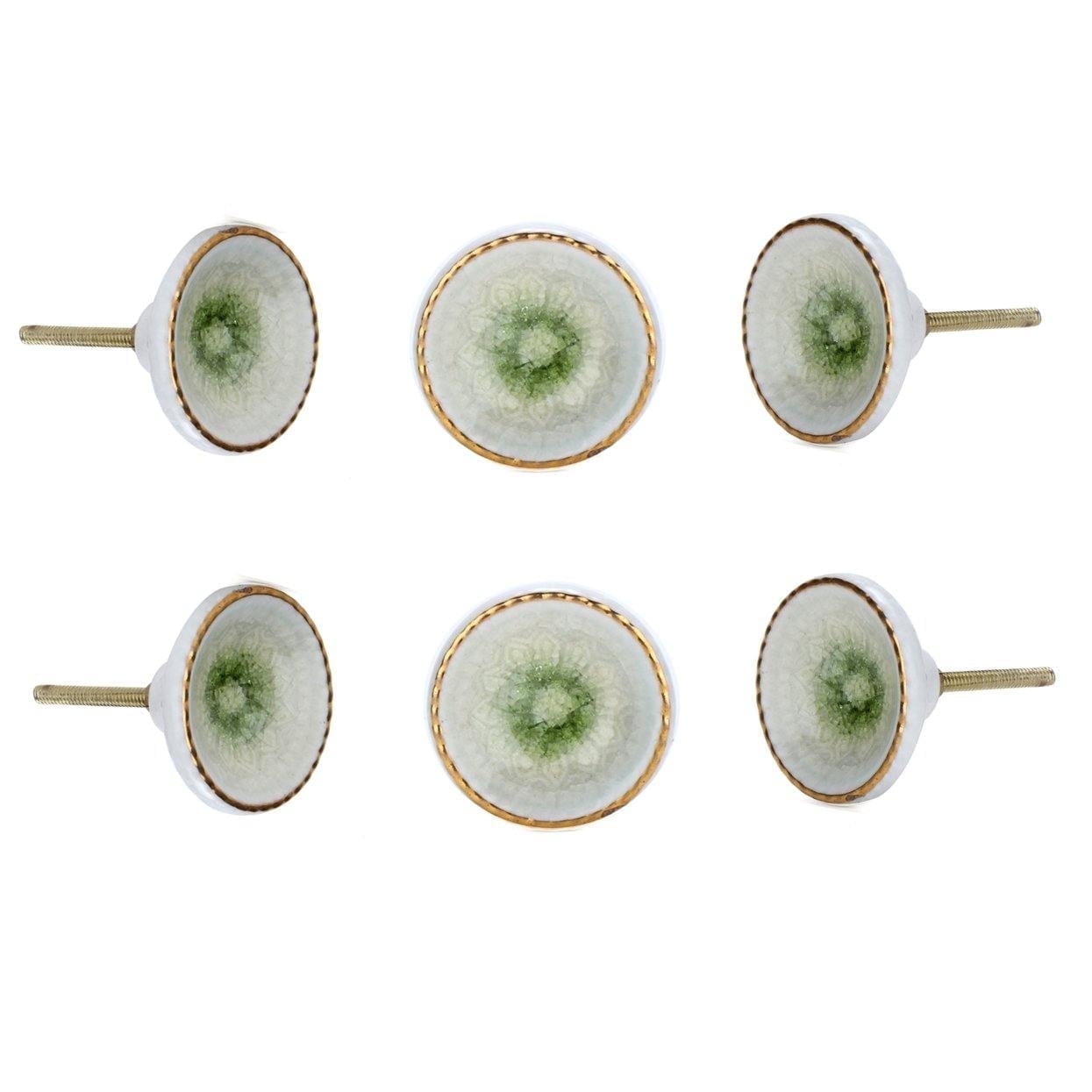 Perilla Home Set of 6 Ceramic Knobs Decorative Round Knobs for Home Kitchen Cabinet Vintage Hardware Cupboard Door Dresser Wardrobe Drawer Pulls (White)