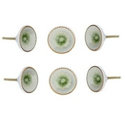 Perilla Home Set of 6 Ceramic Knobs Decorative Round Knobs for Home Kitchen Cabinet Vintage Hardware Cupboard Door Dresser Wardrobe Drawer Pulls White