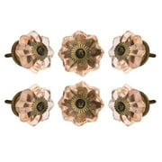 Perilla Home Set of 6 Crystal Knobs for Cabinet & Drawers Decorative Glass Knobs for Home Kitchen Cabinet Hardware Cupboard Glass Door Dresser Wardrobe and Drawer Pulls (Peach & Black)