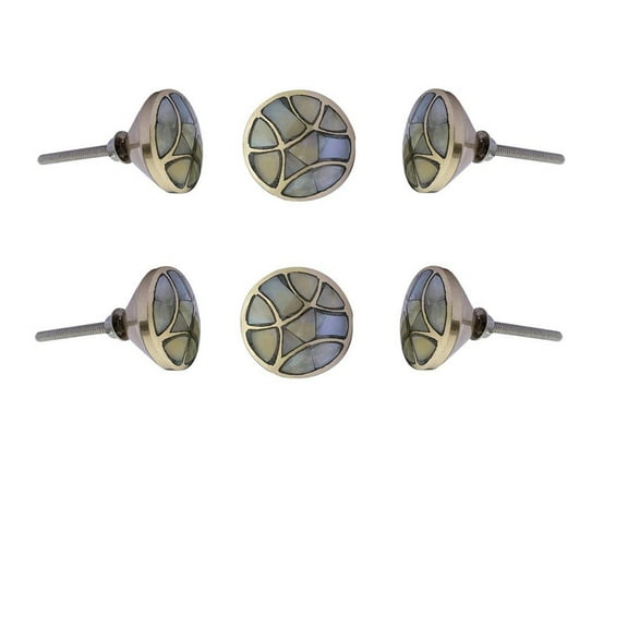 Perilla Home Set of 6 Knobs for Cabinet & Drawers Mother of Pearl Knobs Decorative Vintage Knobs for Home Kitchen Cabinet Hardware Cupboard Door Dresser Wardrobe & Drawer Pulls (Kyoto)