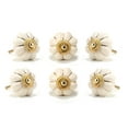 thumbnail image 1 of Perilla Home Set of 6 White Flower Shape Ceramic Knobs Pull And Push For Handles Cabinet Door Home Interior Decorative Knobs for Home Kitchen Cupboard Bedroom Dresser Wardrobe Drawer Pulls, 1 of 10
