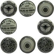 Perilla Home Set of 8 Round Black and White Printed Knobs Pull And Push For Handles Cabinet Door Home Interior Decorative Knobs for Home Kitchen Cupboard Bedroom Dresser Wardrobe Drawer Pulls