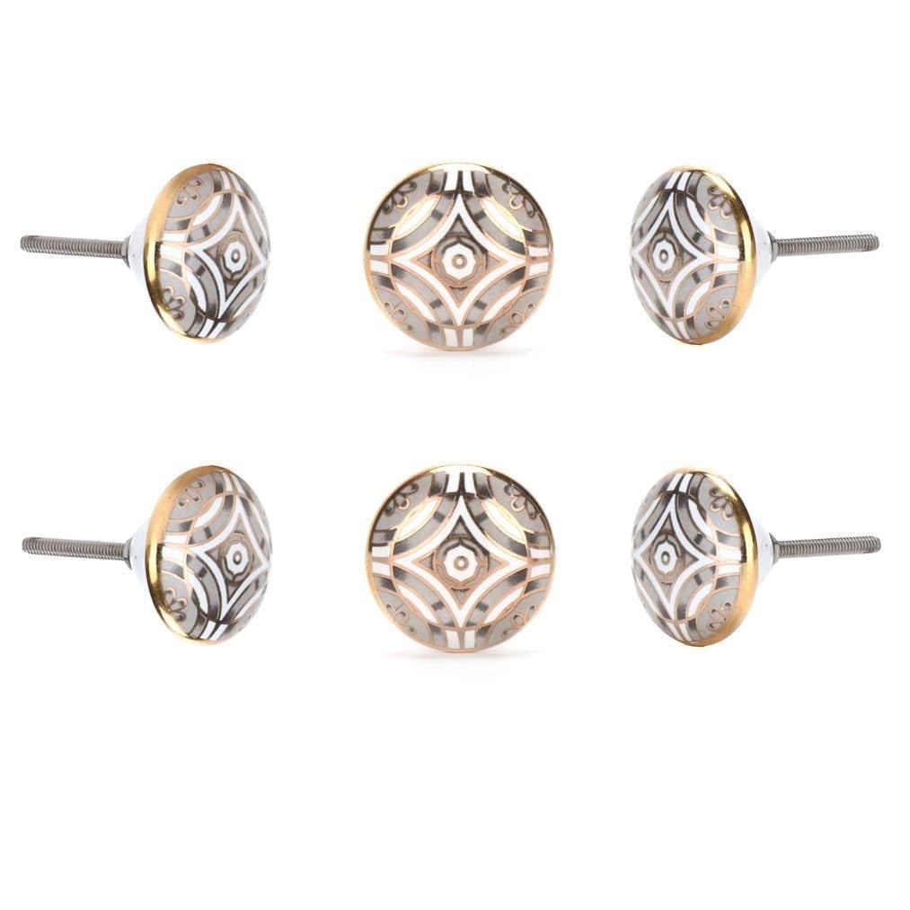 Perilla Home Set Of Six Aster Dusty Pink Ceramic Knobs Round Shape Knobs Pull And Push For Handles, Cabinet, Drawer, Door, Wardrobe, Home Interior Decorative Item