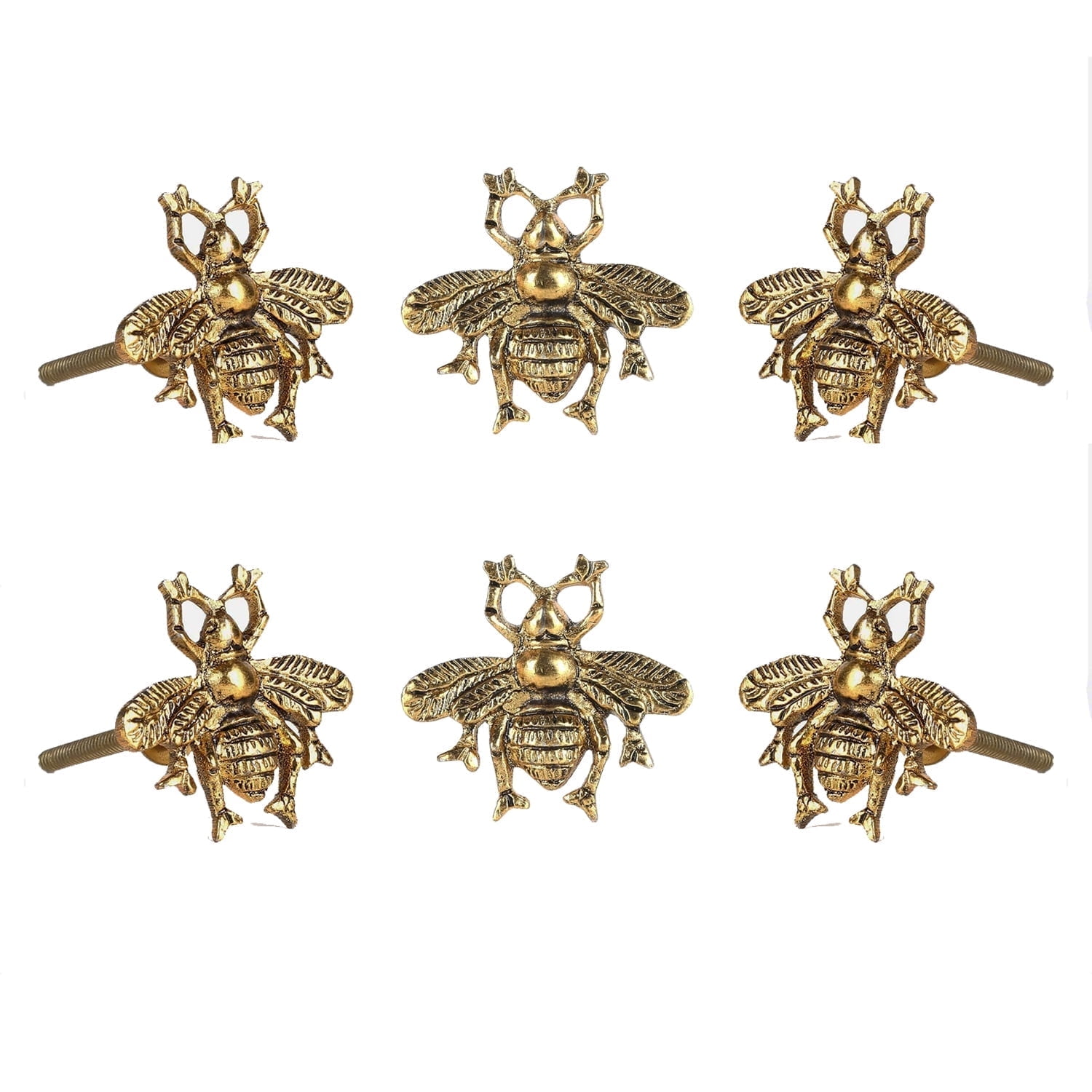 Perilla Home Set of 6 Bee Knobs Decorative Knobs for Home Kitchen Cabinet Hardware Cupboard Glass Door Dresser Wardrobe and Drawer Pulls (Brass)