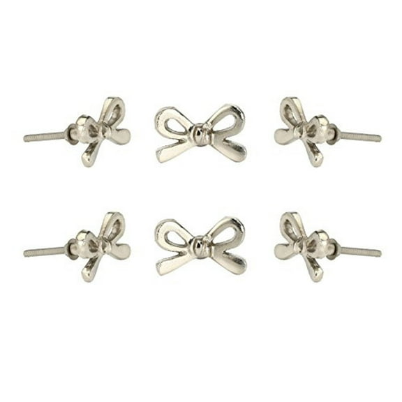 Perilla Home Set of 6 Bow Knobs Decorative Knobs for Home Kitchen Cabinet Hardware Cupboard Glass Door Dresser Wardrobe and Drawer Pulls (Silver)