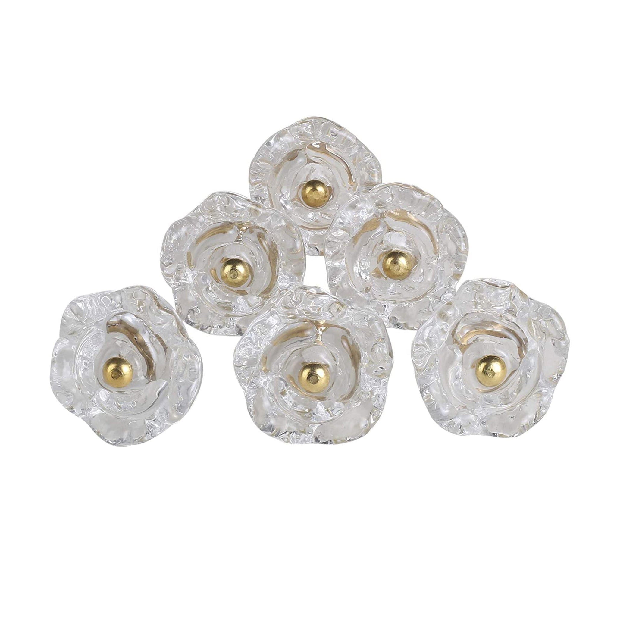 Perilla Home Set of Six Transparent Rose Glass Cabinet Knobs by Perilla Home