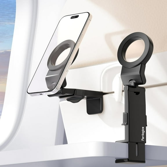 Perilogics MagSafe Airplane Travel Phone Holder, Universal Mount for Flights and Home Use, Black