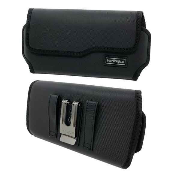Perilogics Phone Holster for iPhone 15 Pro Max, 15 Plus, 14 Pro Max, 13 Plus with EVA Foam Structure, Magnetic Closure and Custom Metal Belt Clip. (L)