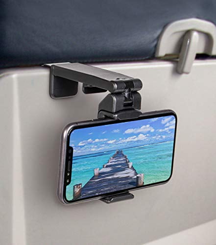 Perilogics Universal Airplane in Flight Phone Mount. Handsfree Phone Holder with Multi-Directional Dual 360 Degree Rotation. Use As Phone Stand, Handheld, Mount On Table Or Cabinet.