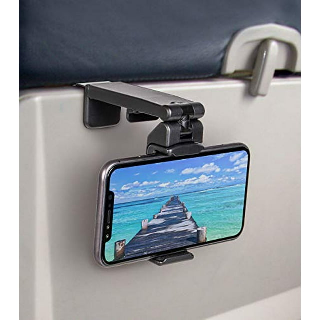 Perilogics Universal Airplane in Flight Phone Mount. Handsfree Phone Holder with Multi-Directional Dual 360 Degree Rotation. Use As Phone Stand, Handheld, Mount On Table Or Cabinet.