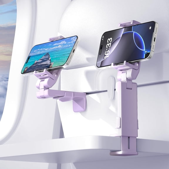 Perilogics Upgraded Airplane Travel Phone Holder with Silent Angle Adjustments, Lavender