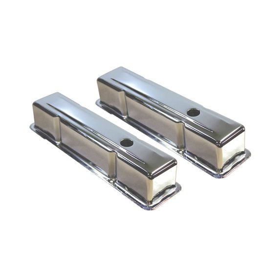 Perimeter-Bolt Tall Steel Valve Covers for Chevy Small Block - Chrome