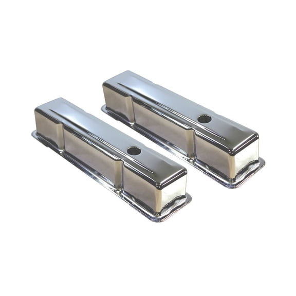 Perimeter-Bolt Tall Steel Valve Covers for Chevy Small Block - Chrome